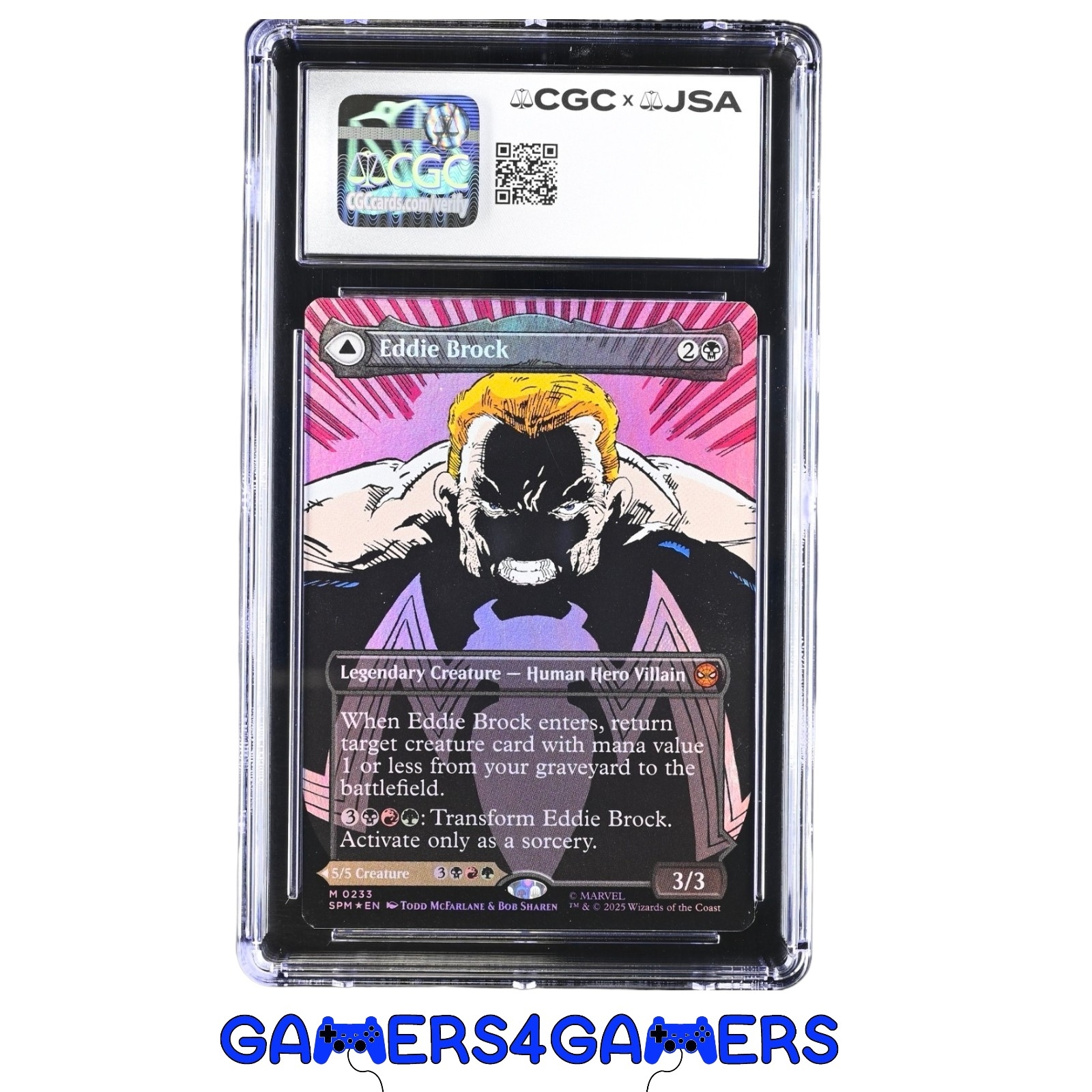Eddie Brock 0233 Marvel Universe Borderless Mythic Foil "Mark Bagley" singed CGC Mint 9 Graded MTG Card - Image 2
