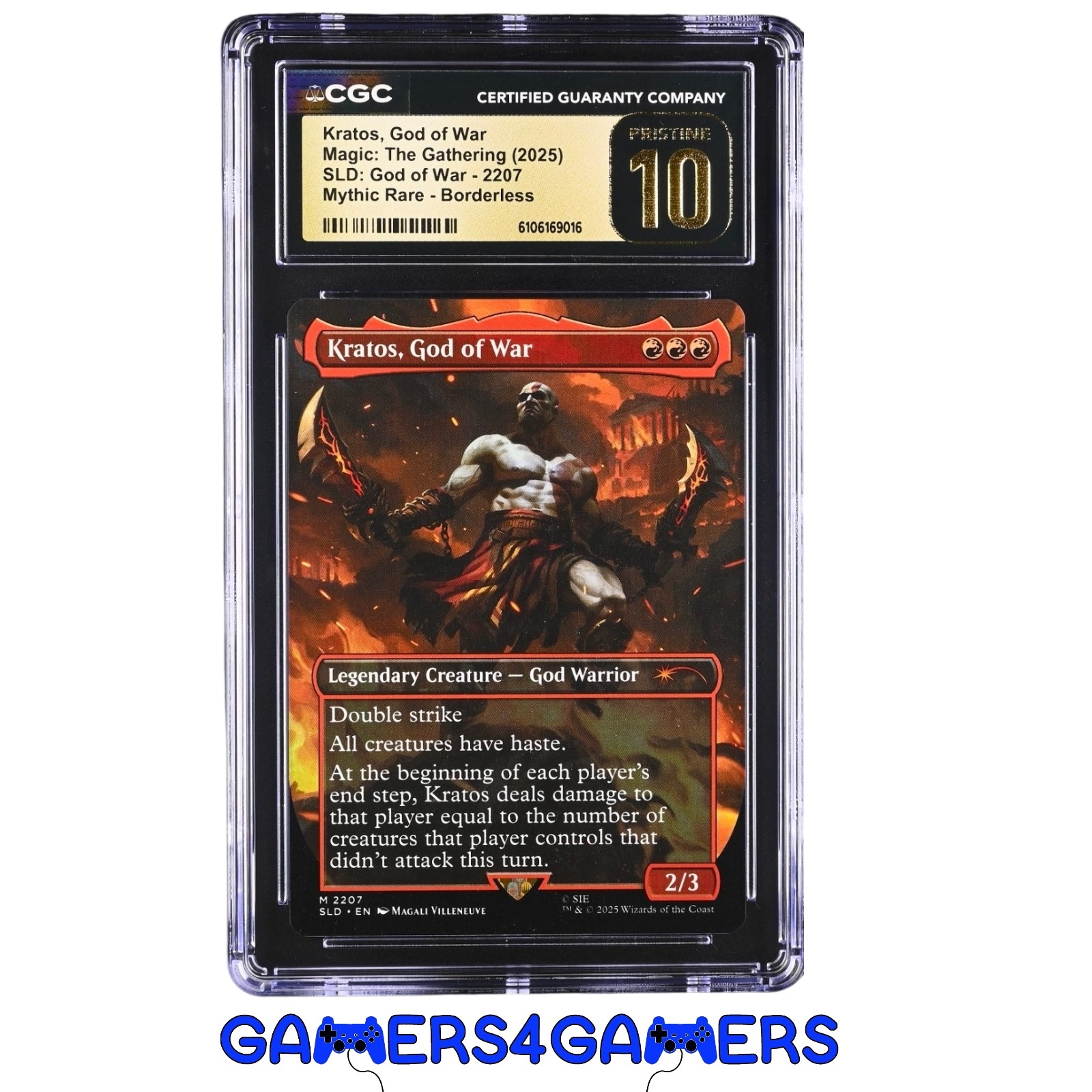 Kratos, God of War - 2207 Borderless Secret Lair CGC Pristine 10 Graded MTG Card